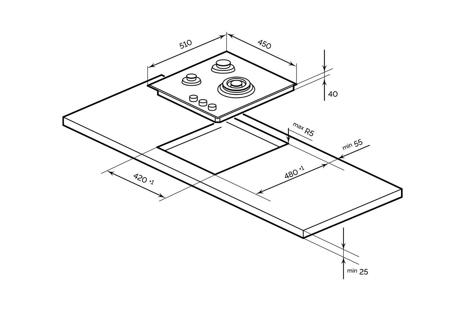 Газовая варочная поверхность LEX GVG 435 BBL