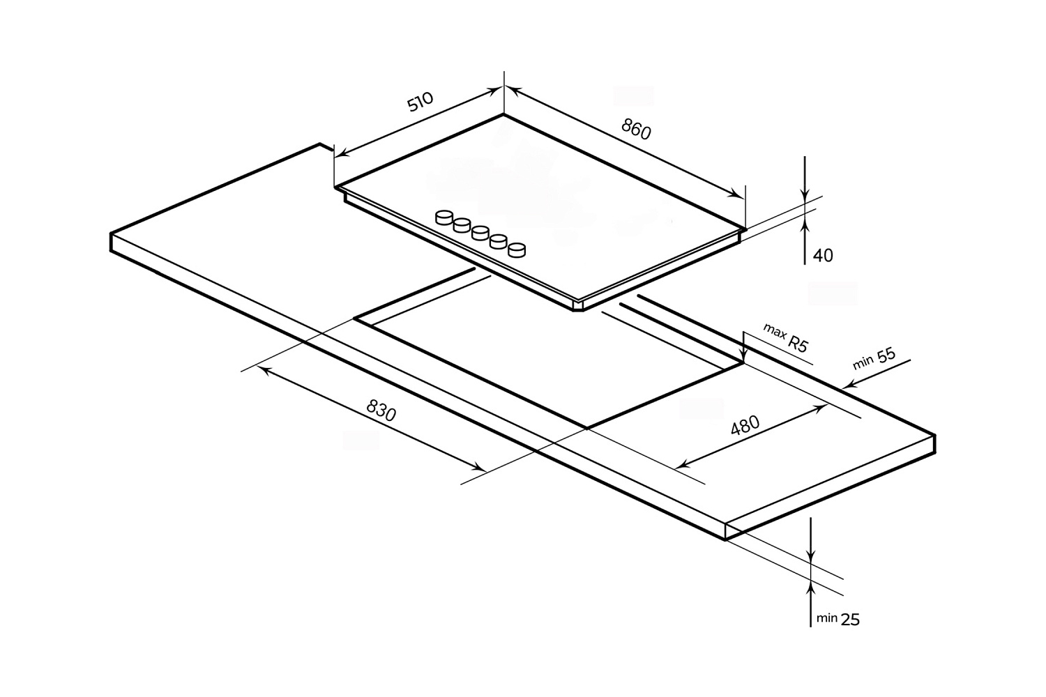 Газовая варочная поверхность LEX GVG 954 BBL