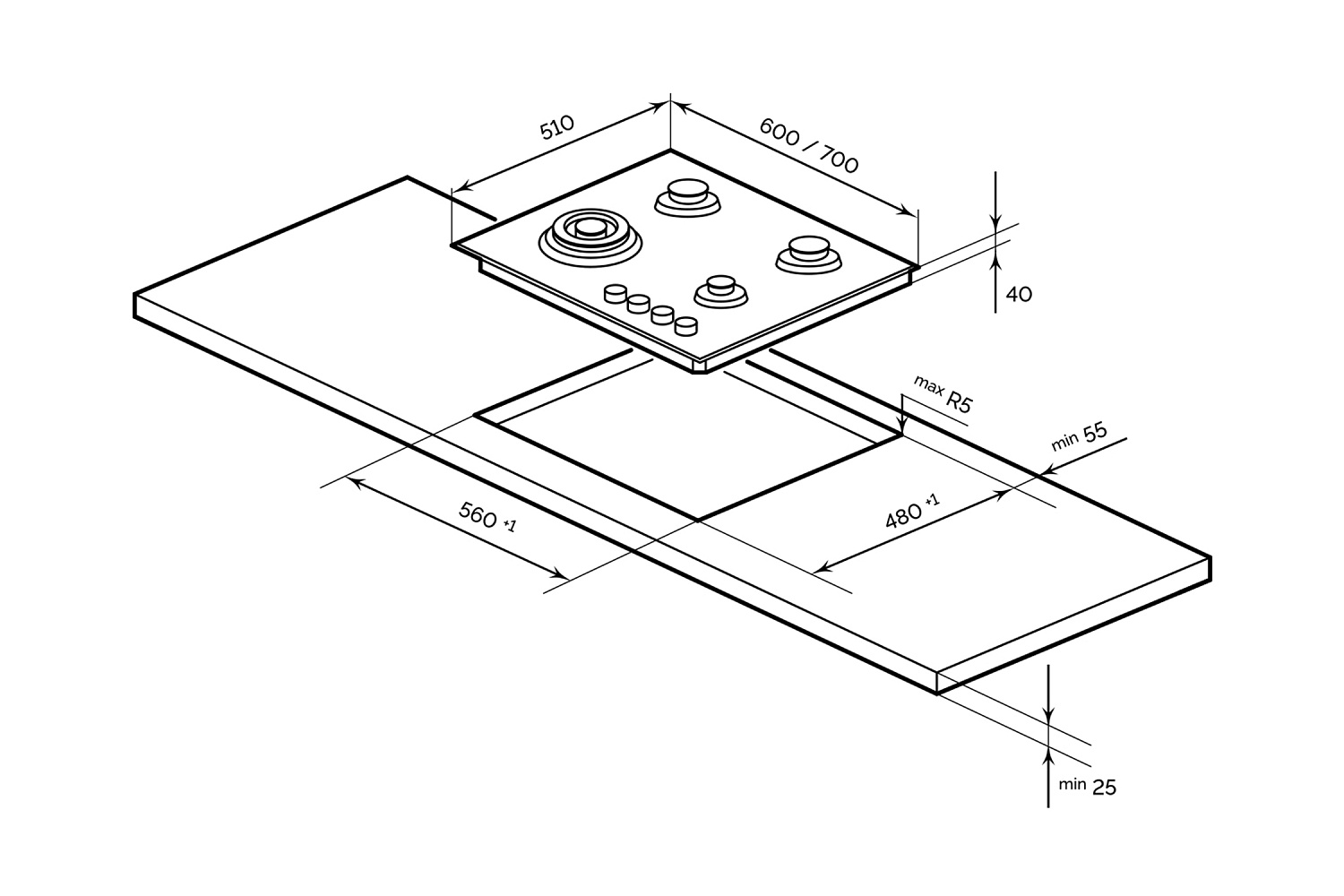 Газовая варочная поверхность LEX GVS 645 IX