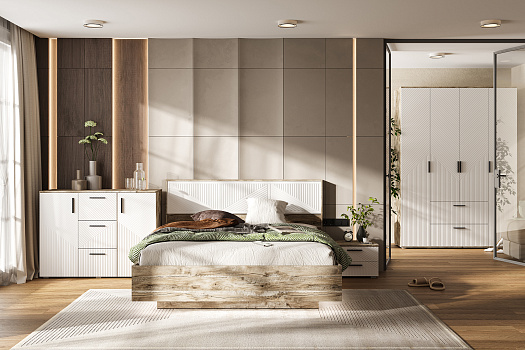 Спальня Сильвия дуб юкон / браш вайт