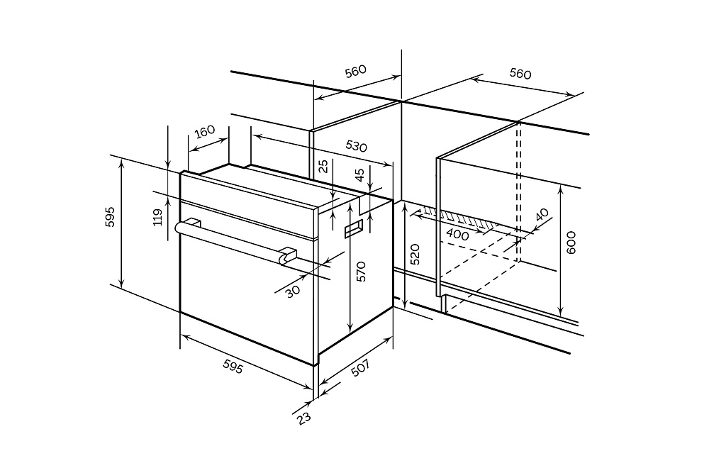 Встраиваемый духовой шкаф LEX EDM 073 WH