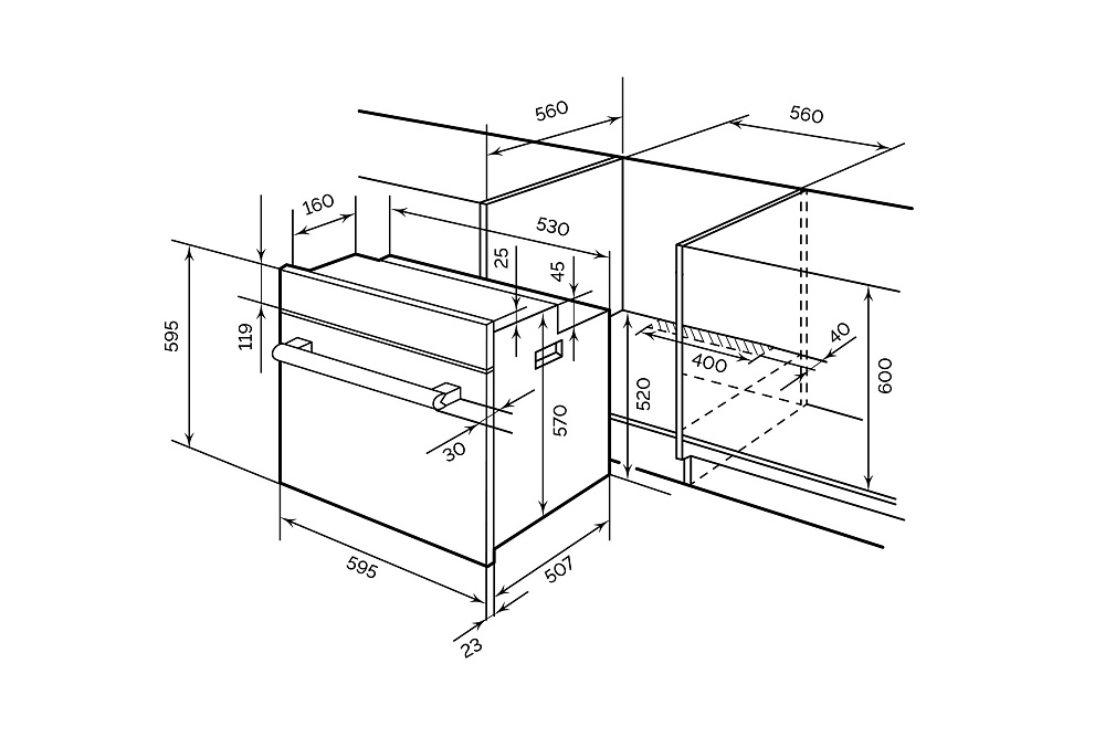 Встраиваемый духовой шкаф LEX EDM 075 BL
