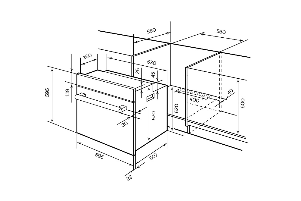 Встраиваемый духовой шкаф LEX EDM 076 WH