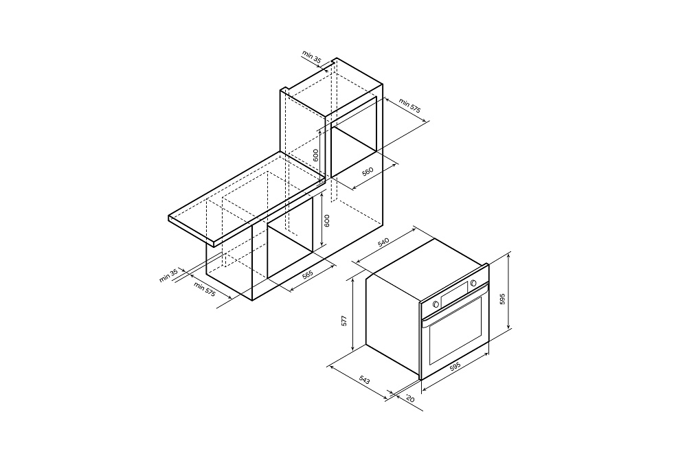 Встраиваемый духовой шкаф LEX EDP 610 BL wide series