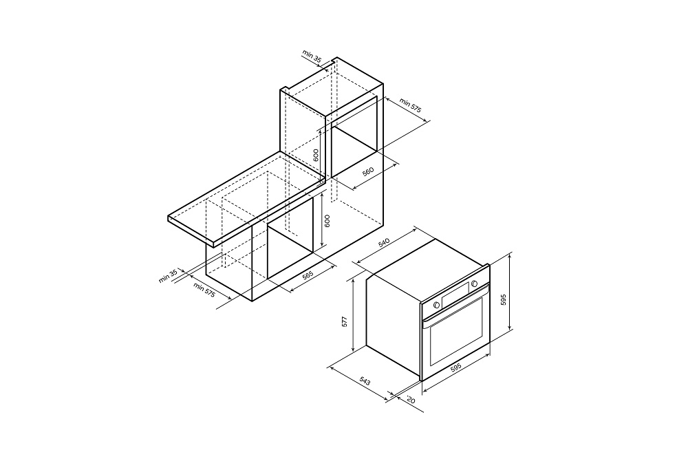 Встраиваемый духовой шкаф LEX EDP 610 GR wide series