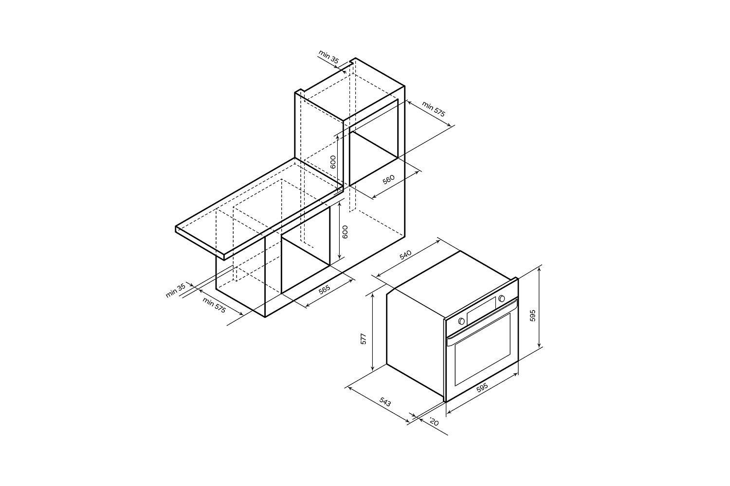 Встраиваемый духовой шкаф LEX EDP 610 WH wide series