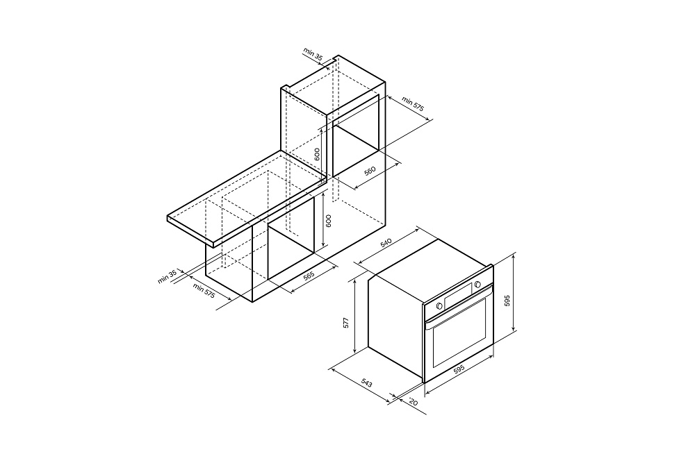 Встраиваемый духовой шкаф LEX EDP 610 WH wide series