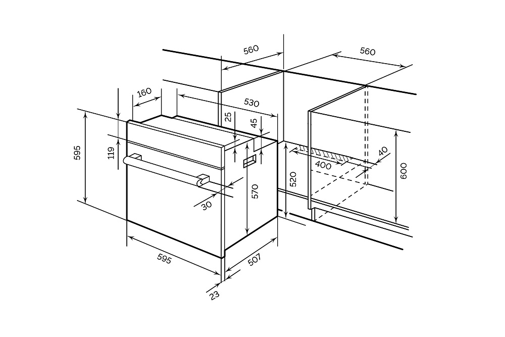 Встраиваемый духовой шкаф LEX EDS 100 GR