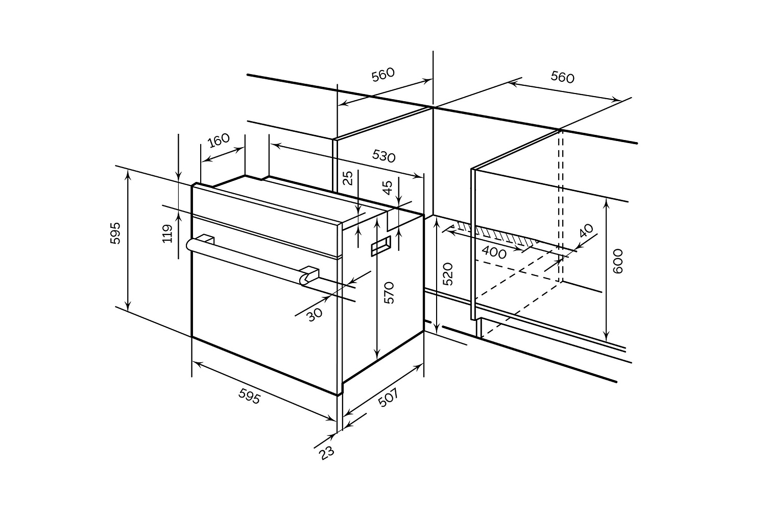 Встраиваемый духовой шкаф LEX EDS 100 WH