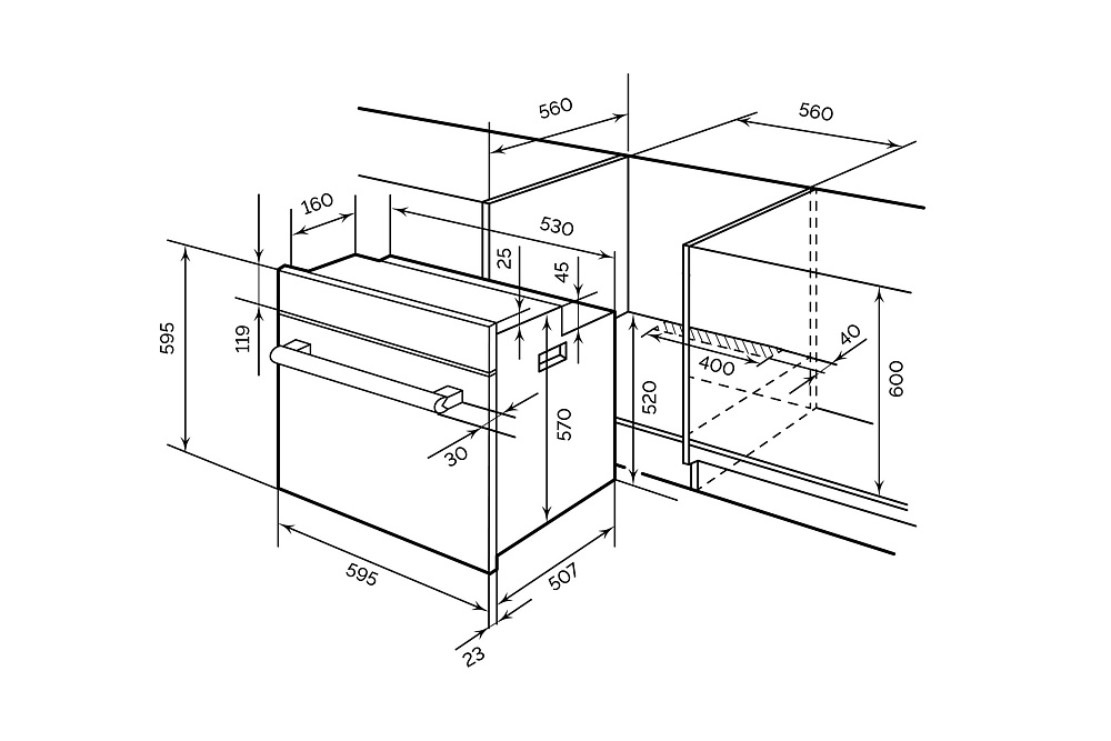 Встраиваемый духовой шкаф LEX EDS 100 WH