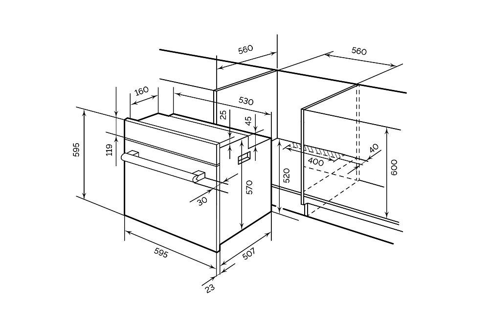 Встраиваемый духовой шкаф LEX EDS 1000 WH