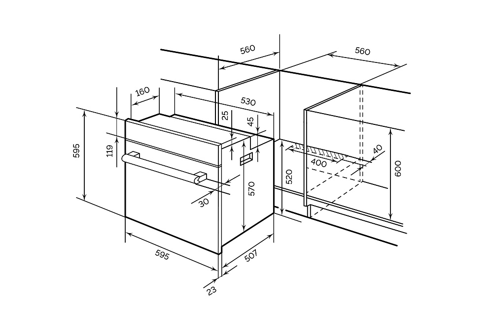 Встраиваемый духовой шкаф LEX EDS 101 BBL