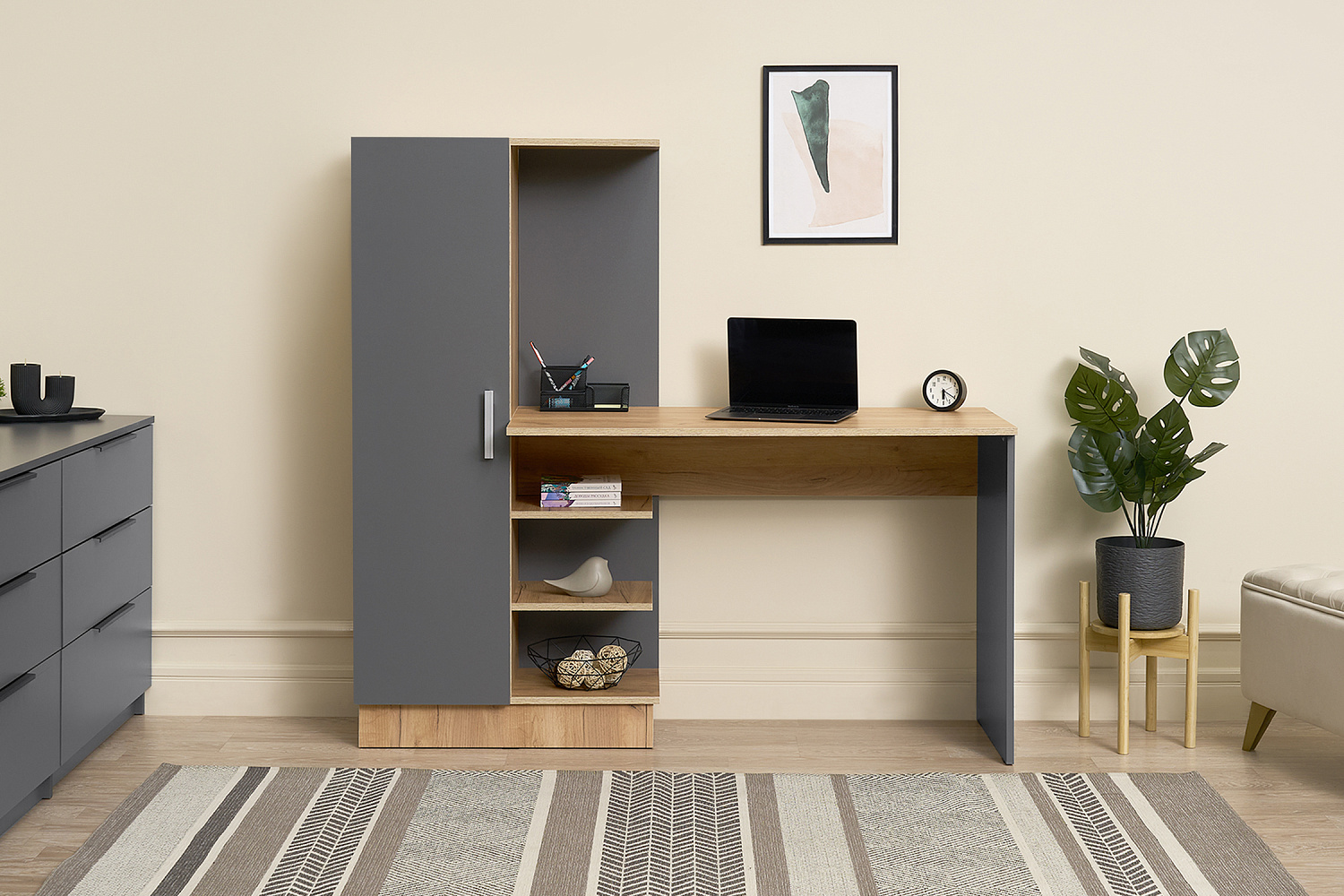 Стол компьютерный №1 дуб крафт / графит