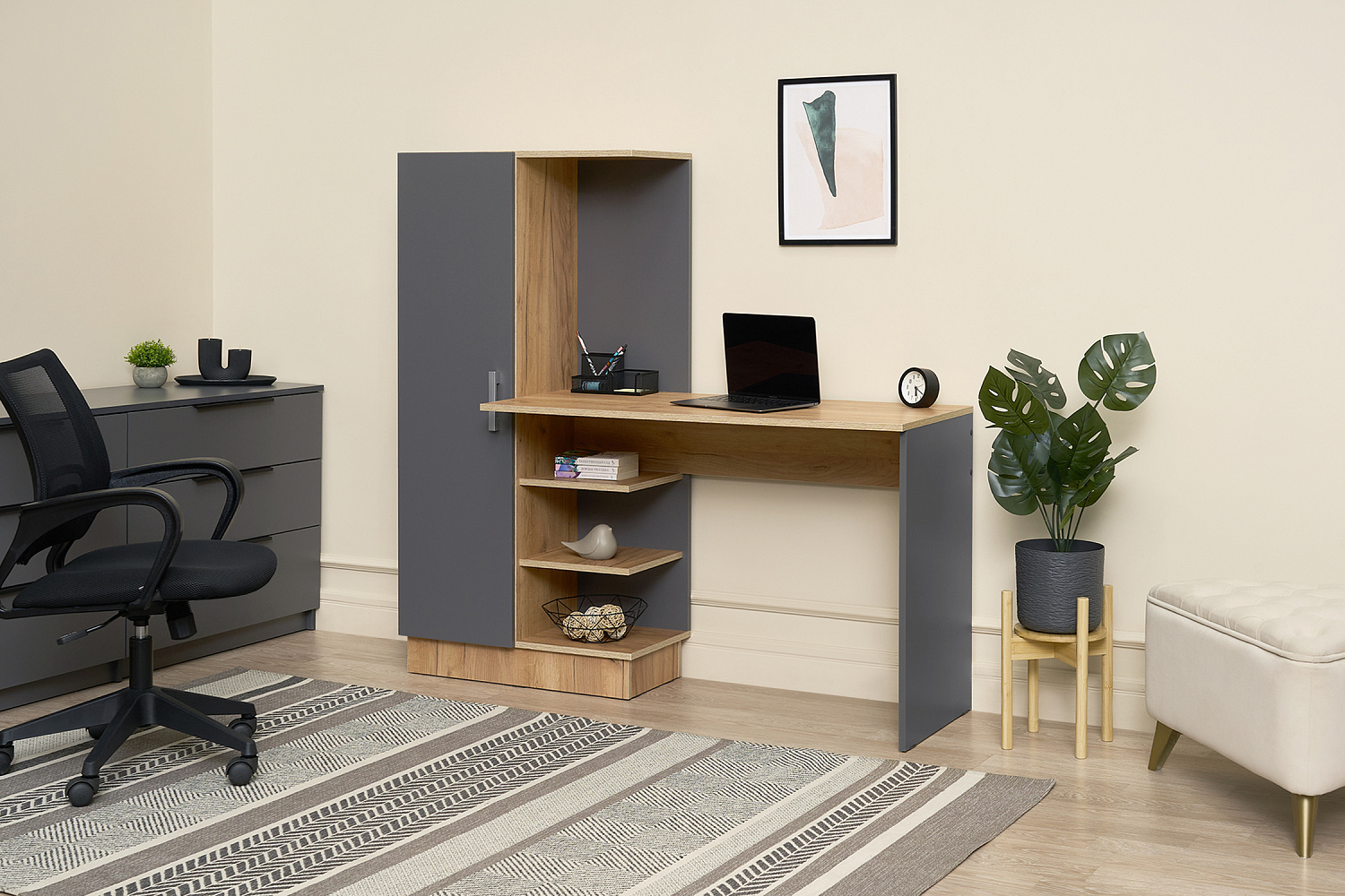 Стол компьютерный №1 дуб крафт / графит