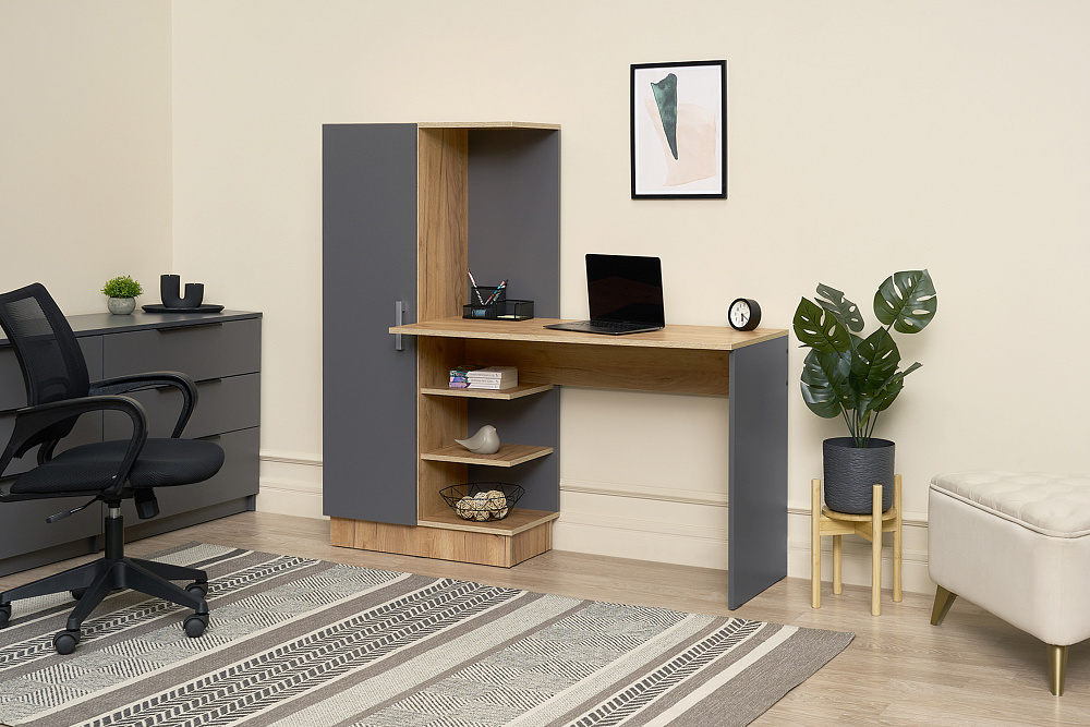 Стол компьютерный №1 дуб крафт / графит