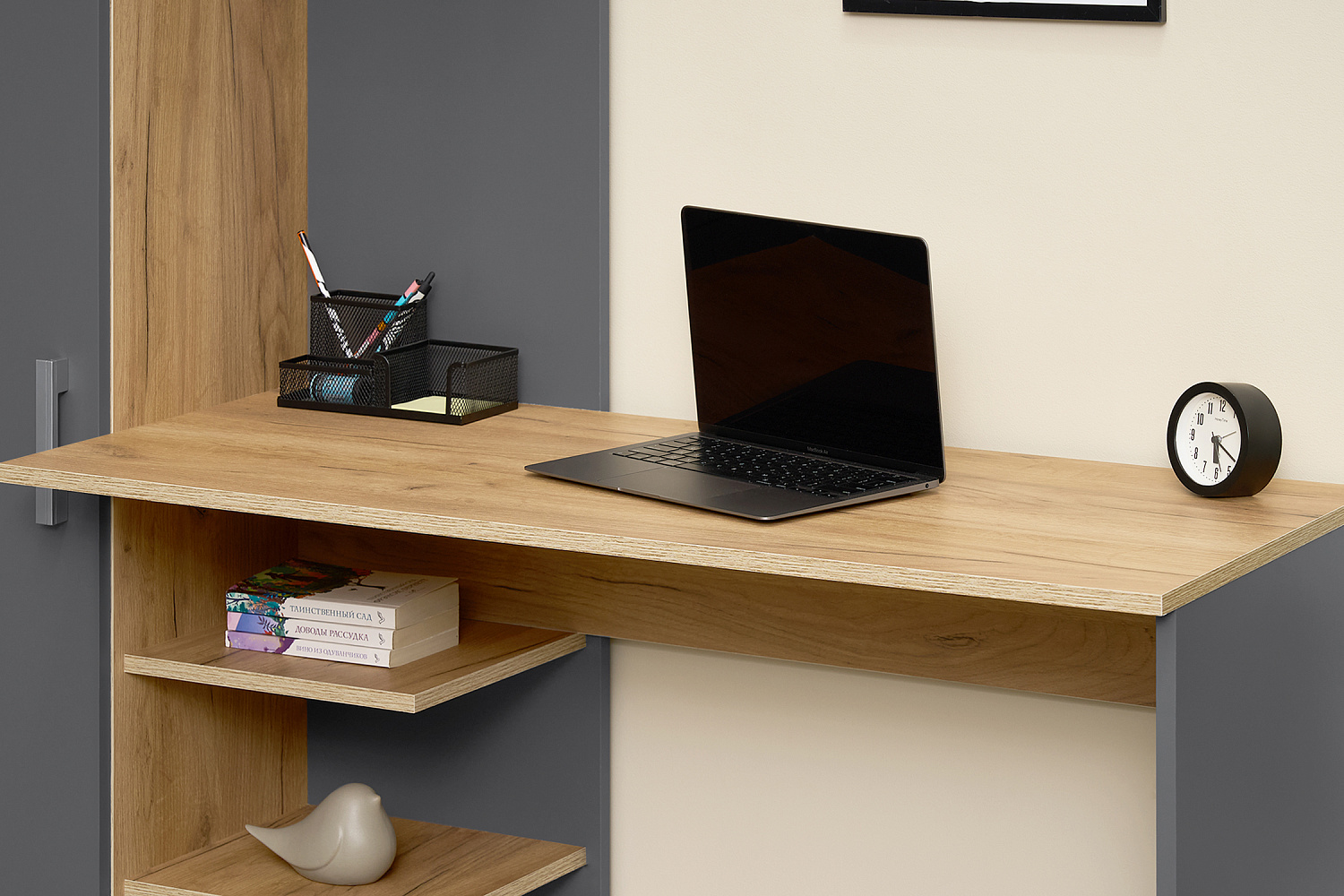 Стол компьютерный №1 дуб крафт / графит