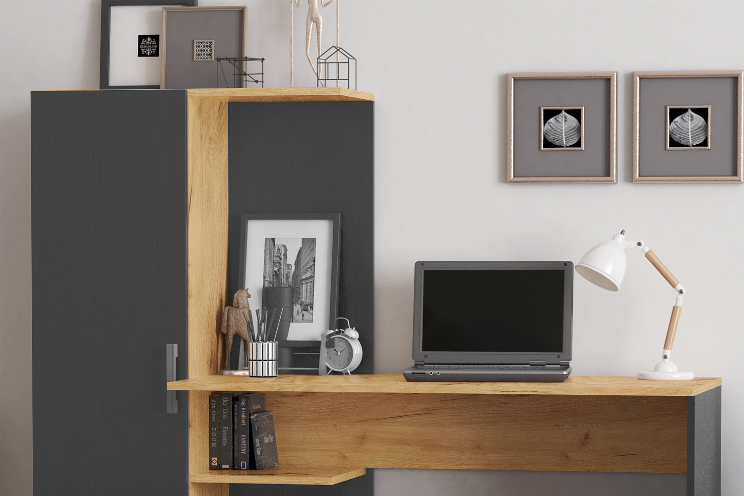 Стол компьютерный №1 дуб крафт / графит