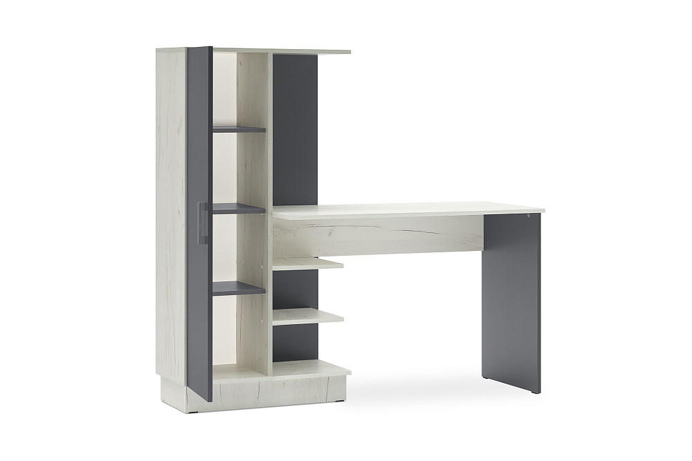 Стол компьютерный №1 дуб крафт белый / графит