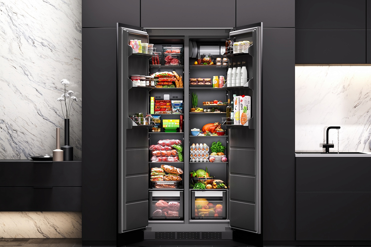 Холодильник двухкамерный встраиваемый LEX LBI400SB grey