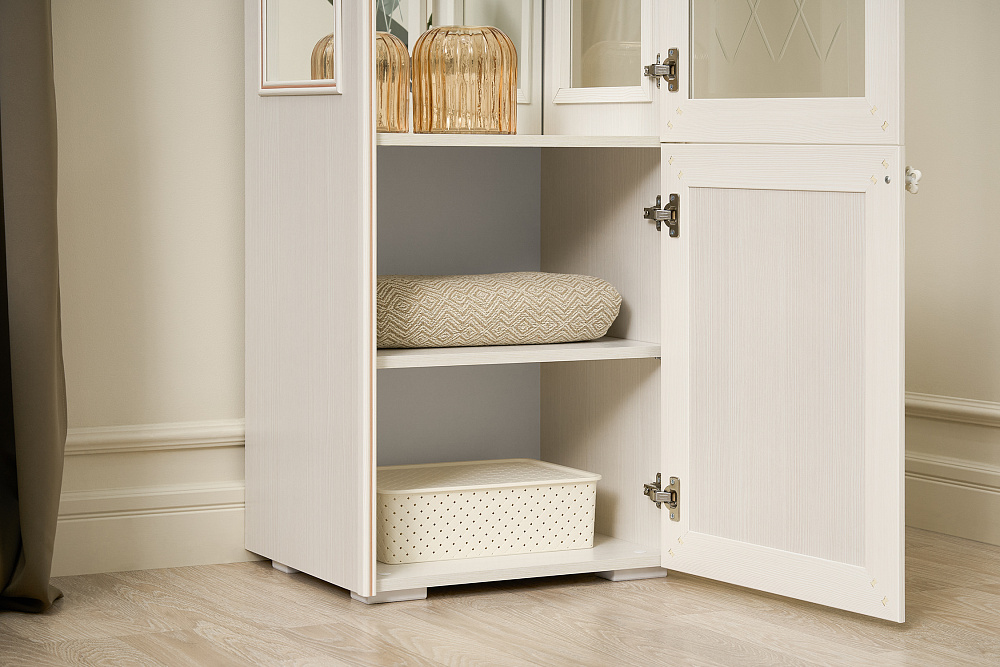 Пенал с витриной Парма сандал светлый