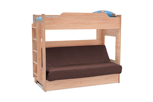 Двухъярусная кровать с диван-кроватью коричневый / дуб сонома