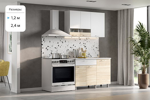 Кухня Аура белый / дуб сонома