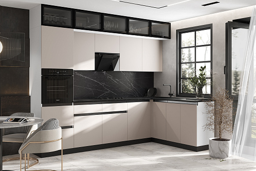 Кухня угловая Техно-6 3.0 х 1.8 м кашемир