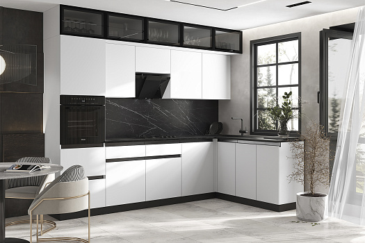 Кухня угловая Техно-6 3.0 х 1.8 м браш вайт 