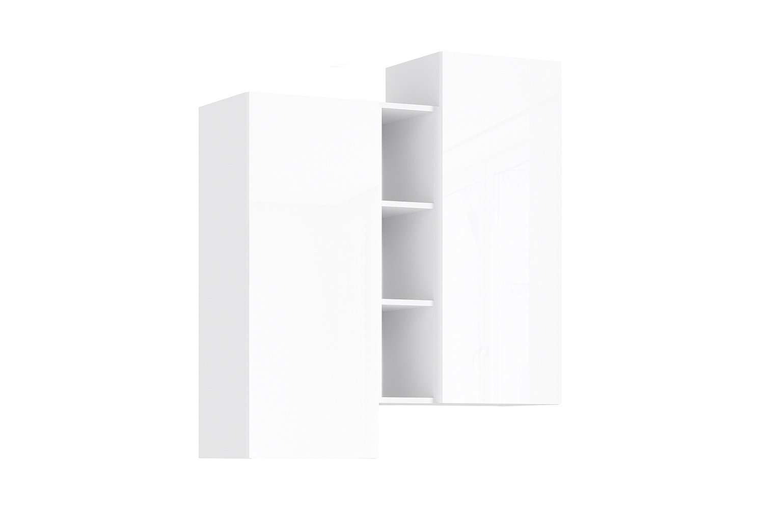 Шкаф подвесной комбинированный Норд белый / белый глянец холодный