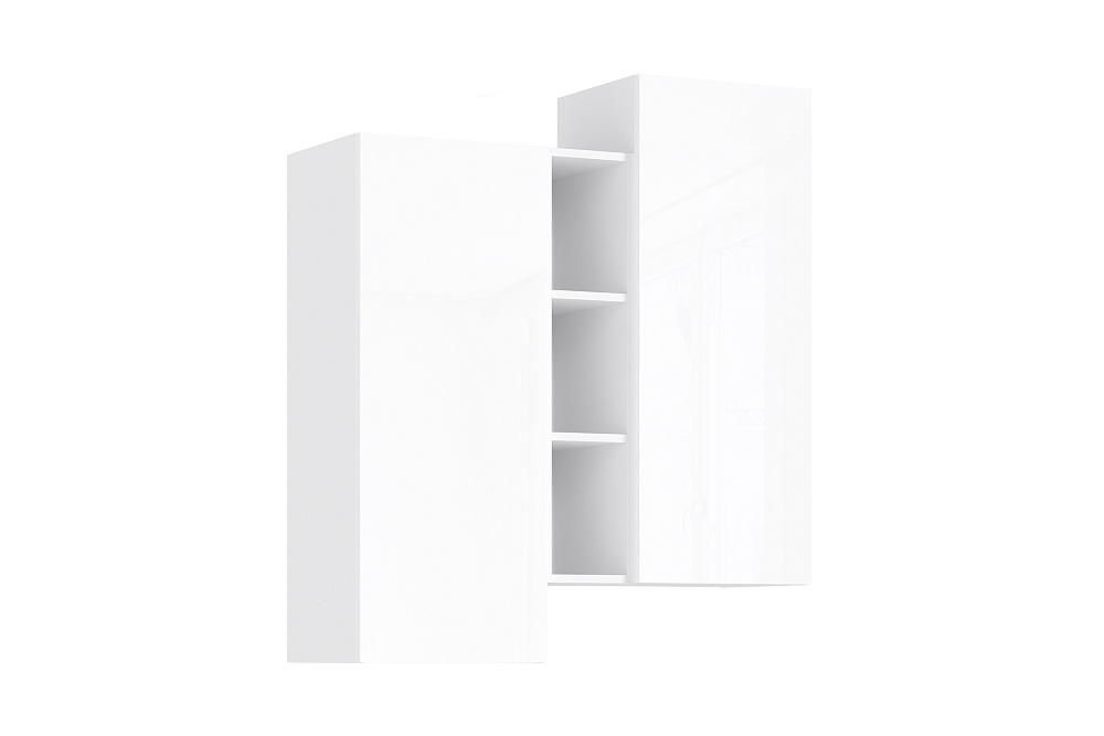 Шкаф подвесной комбинированный Норд белый / белый глянец холодный