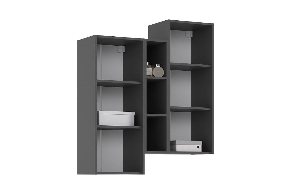 Шкаф подвесной комбинированный Норд графит / изумрудный