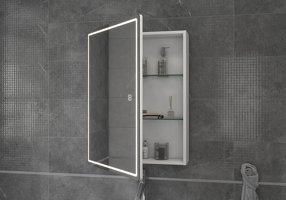 Фото 4 Зеркало-шкаф Geometry 60 с LED подсветкой Размеры Ш 59.7 х В 79