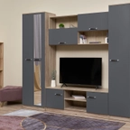 Гостиная Герда дуб крафт серый / серый графит