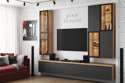 Фото 1 Модульная гостиная Yourhouse дуб крафт золотой / графит софт