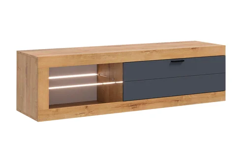 Фото 1 ТВ-тумба малая Прага дуб вотан / графит софт Размеры Ш 152 х Г 42.6 х В 46