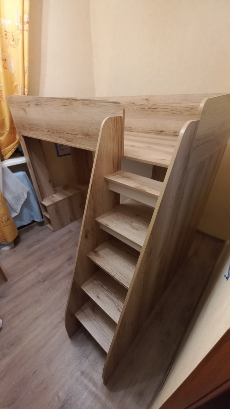 Кровать-чердак Киви белый / дуб делано