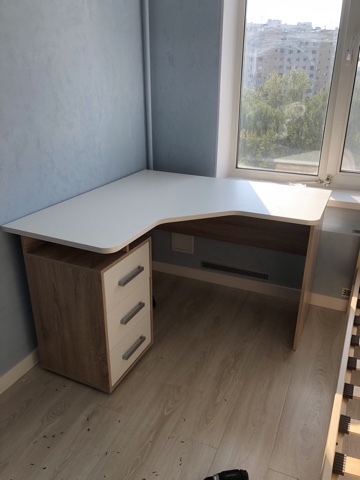 Стол компьютерный угловой Лайт-2 дуб сонома / белый