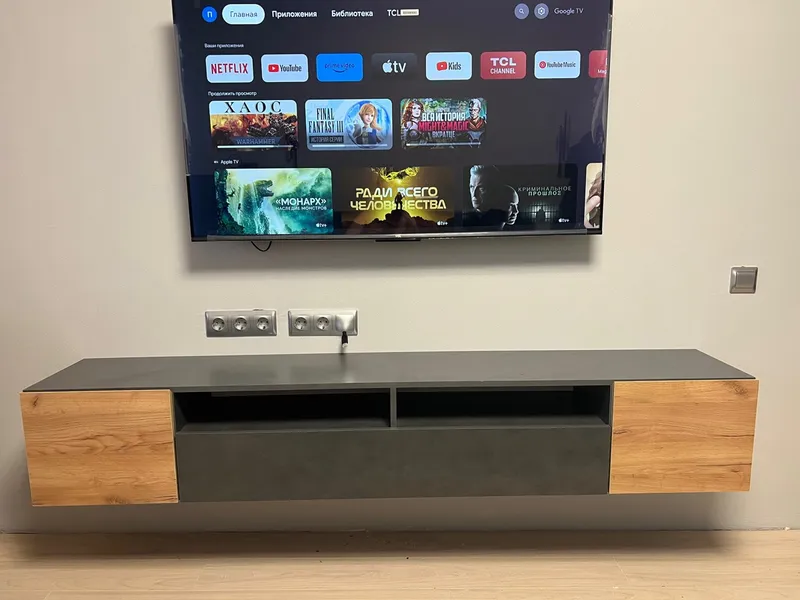 Тумба для ТВ Грейс белая текстурная