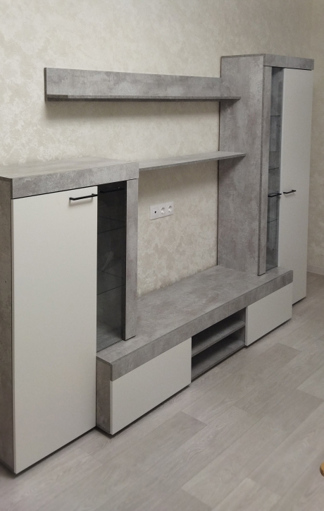 Гостиная Мартин белый / цемент светлый