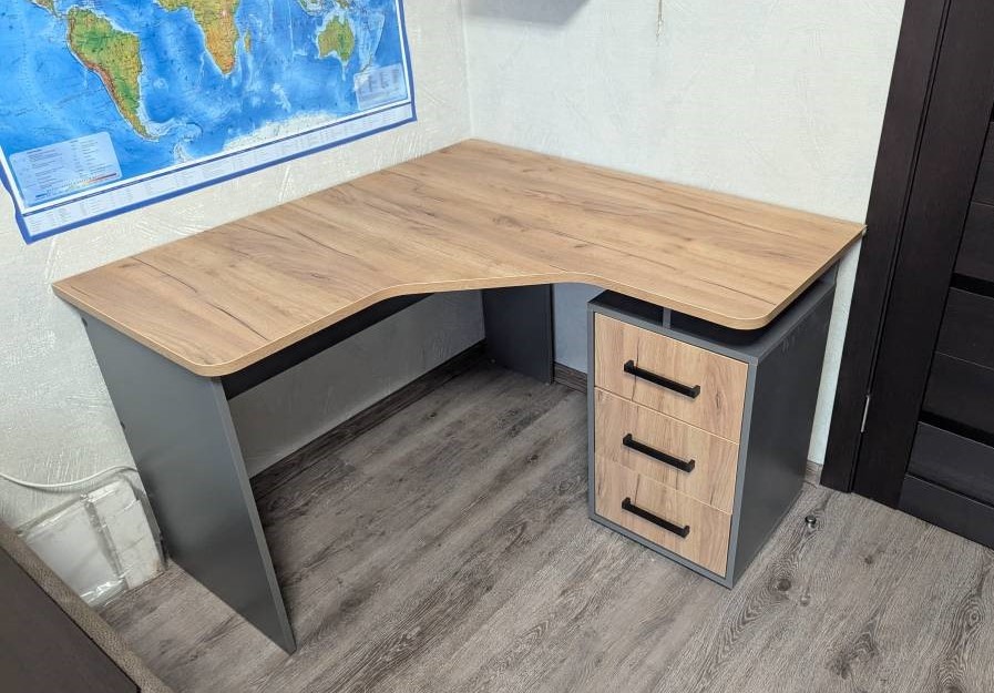 Стол компьютерный угловой Лайт-2 дуб сонома / белый