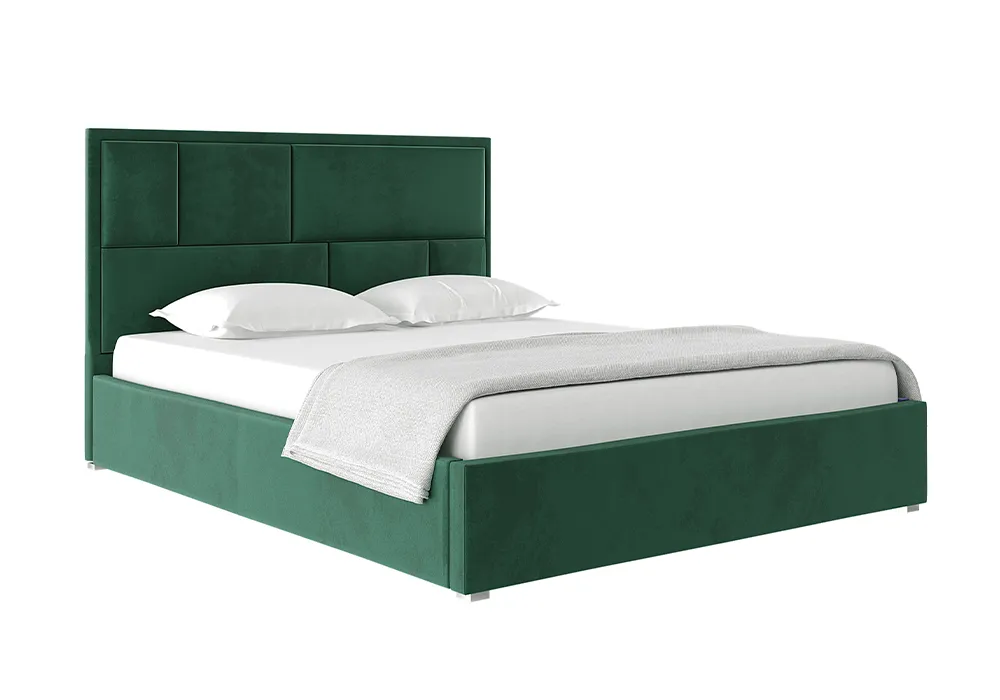 Кровать Стокгольм с подъемным механизмом велюр зеленый