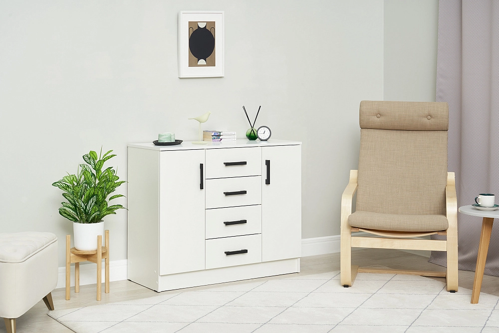 Комод К1000-2Д белый гладкий арт. 08-179383 купить в Балашихе по цене 5 590 руб. | НОНТОН