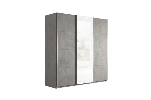 Шкаф-купе 3-х створчатый широкий Прайм бетон / белый глянец