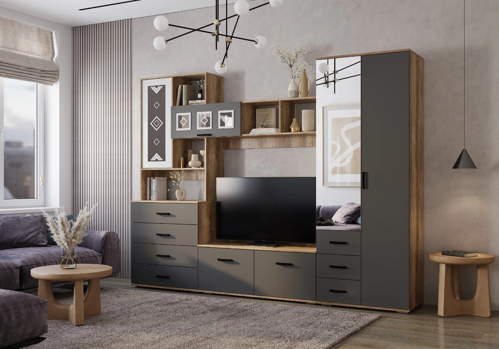 Гостиная Вегас №2 дуб каньон / графит арт. 08-179040 купить в Иваново по цене 29 290 руб. | НОНТОН