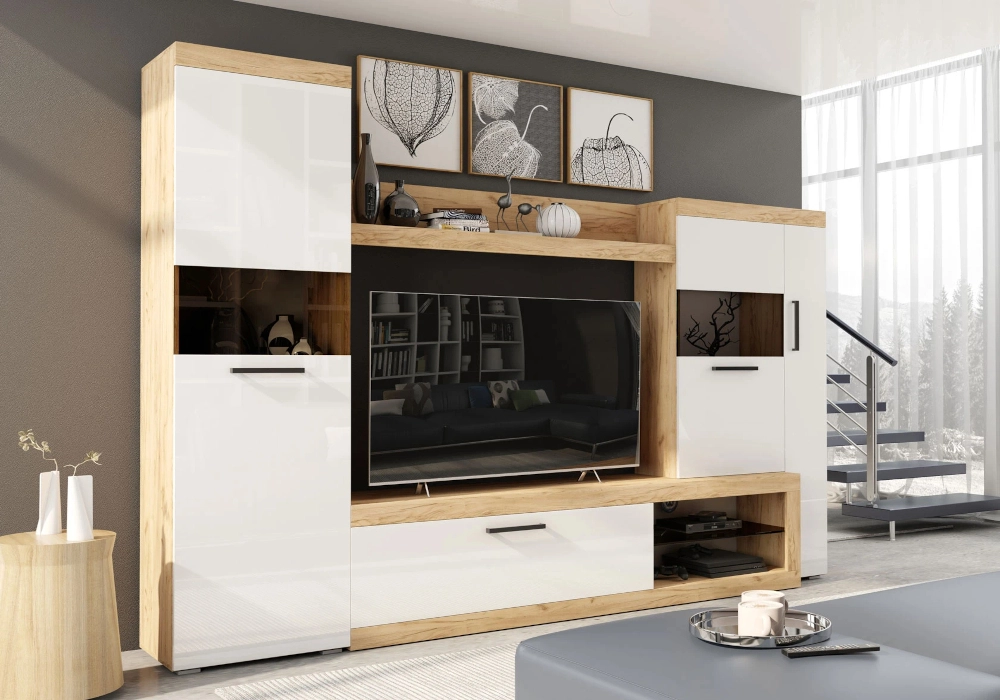 Гостиная Бастон дуб вотан / белый гладкий арт. 08-228184 купить в Новосибирске по цене 20 990 руб. | НОНТОН