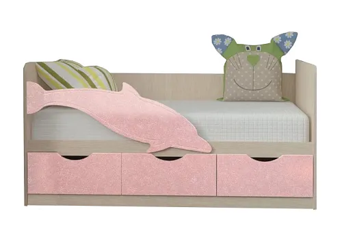 Детская кровать Дельфин-3 розовый металлик / белфорд 