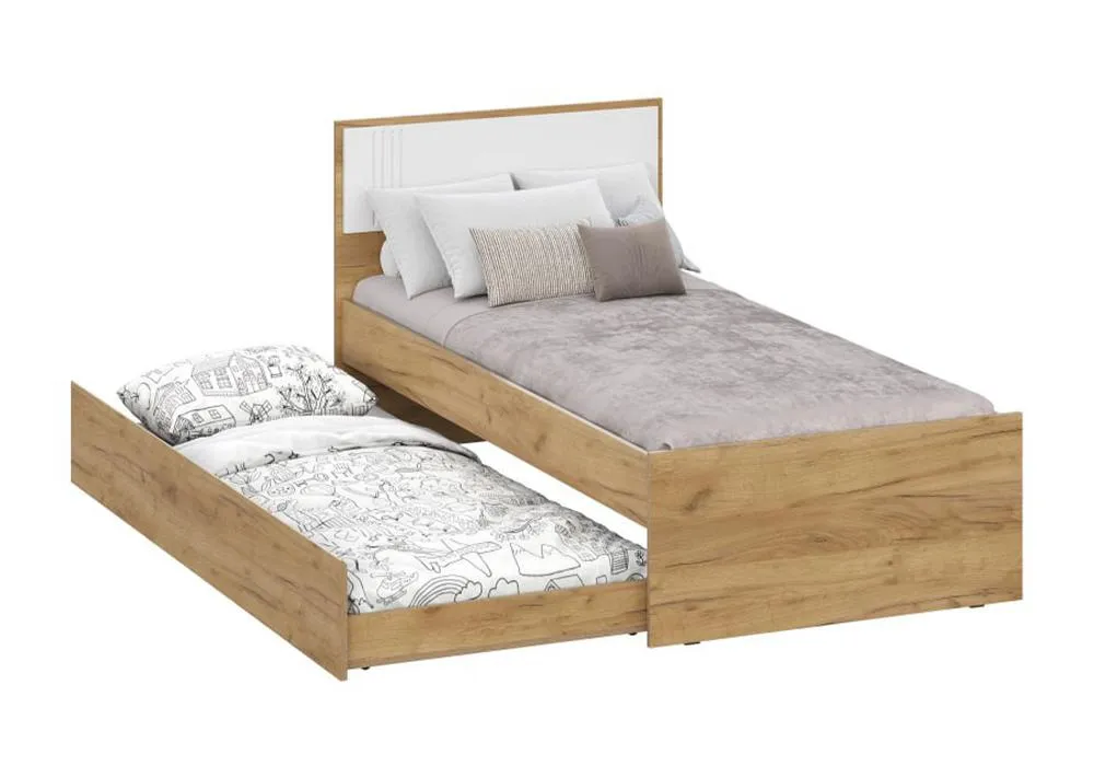 Кровать Милан с выкатным местом дуб золотой / белый матовый арт. 08 ...