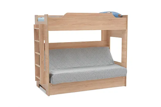 Двухъярусная кровать с диван-кроватью серый / дуб сонома