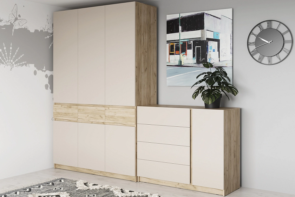 Прихожая Бостон №4 дуб крафт серый / кашемир арт. 08-202996 купить в Твери по цене 34 390 руб. в магазине мебели НОНТОН