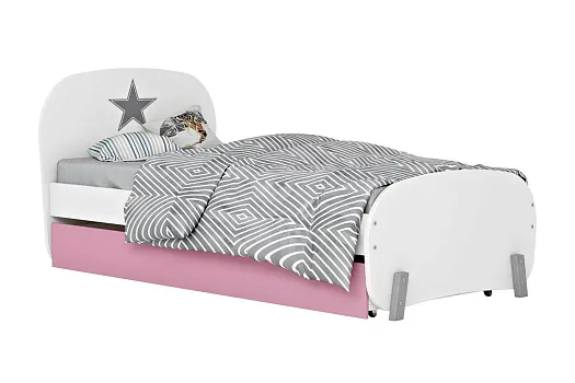 Кровать детская Mirum 1915 с ящиком розовый / белый